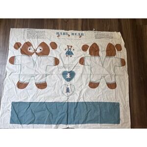 Springs Industries Baby Bear Fabric Panel DIY Plush Craft‎ Blue White Vintage